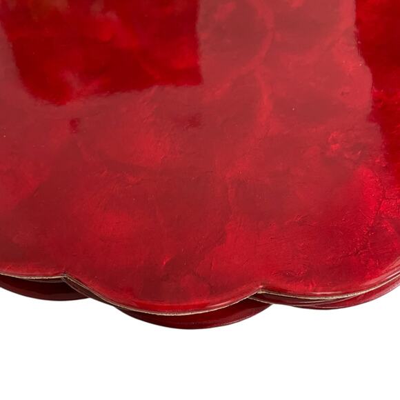 Neiman Marcus Red Round Capiz Shell Placemats 14in Set of 4 $190 NEW - Picture 8 of 10